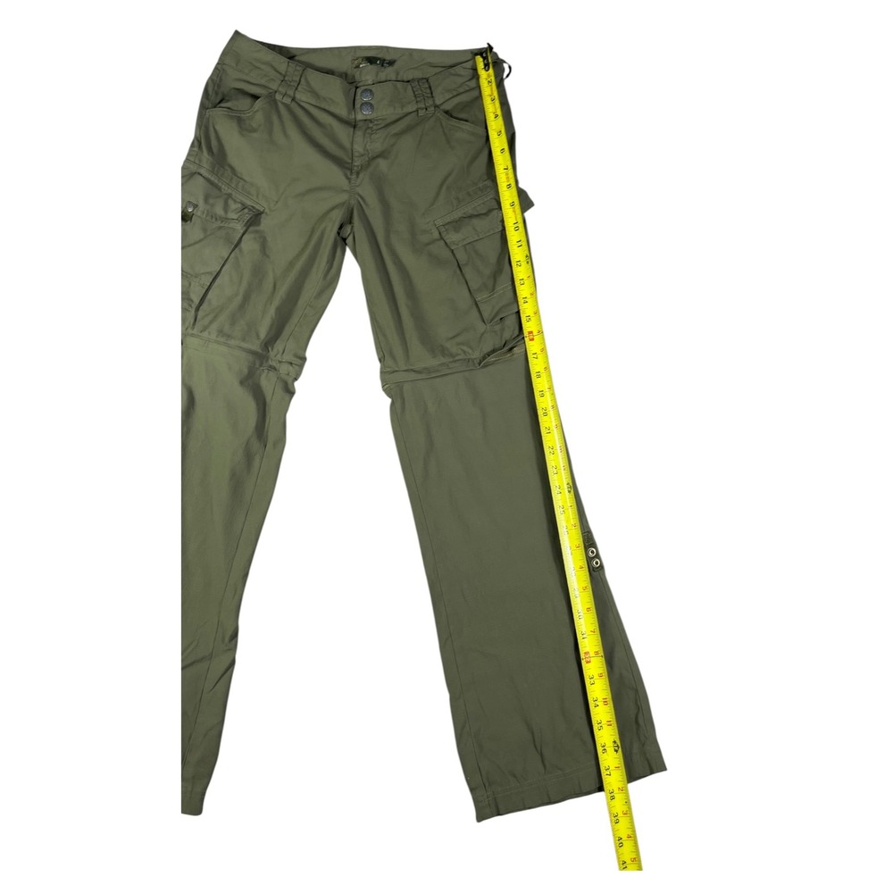 Prana Womens Convertible Cargo Hiking Pants Olive Green Zip Off Ripstop Size 4 - Picture 7 of 10